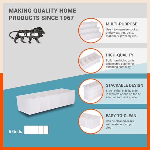 Stomo Dori Multi-Purpose Stackable Drawer Organizer For Home | Frost - Set of 3